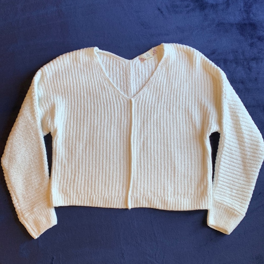 NWOT Pink Rose White Sparkly Sweater